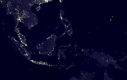 Wilayah Indonesia nampak masih banyak daerah yang belum diterangi cahaya listrik
