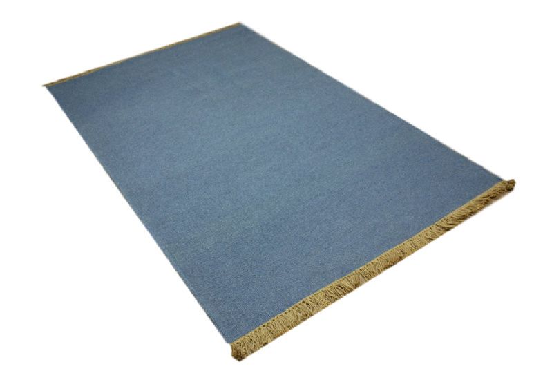 dywan wełniany kilim dwustronny niebieski 140x200cm tanio