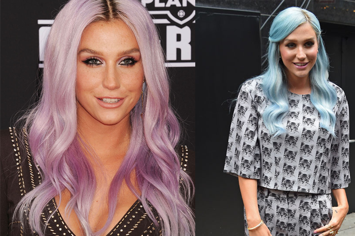 Cabelo lilás e azul da Kesha.