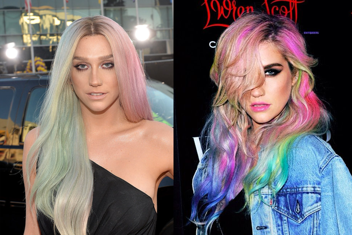 Cabelo colorido Kesha.