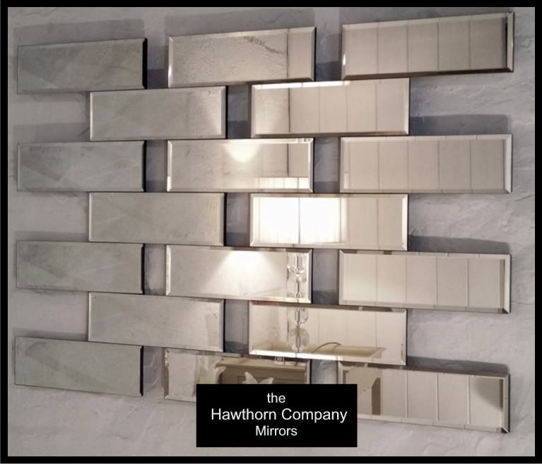 Links Brick Effect Faceted Wall Mirror 28" x 40" Large